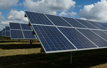 Solar panels in field